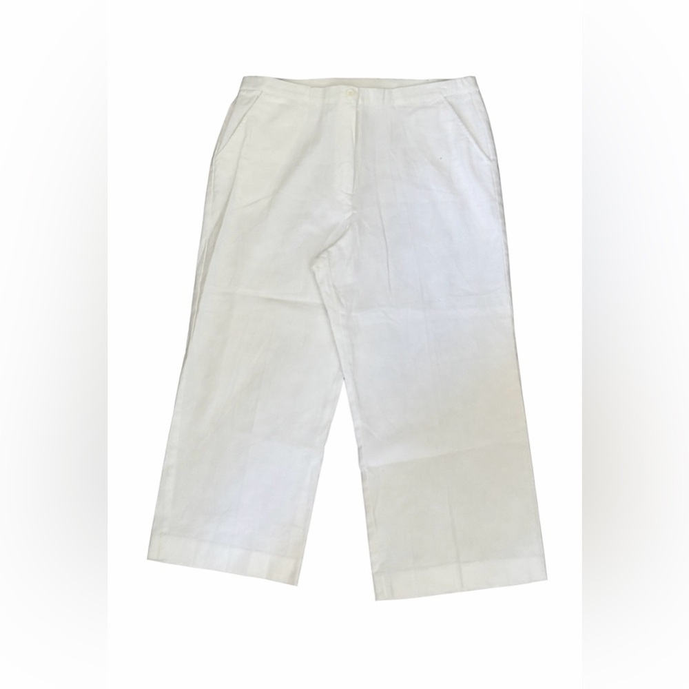 Lifestyle Attitude White Cotton Capri Pants Women's 14 Pull On Stretch